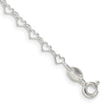 Sterling Silver 3.5mm Fancy Heart Link Chain, 7 x 3.5 mm