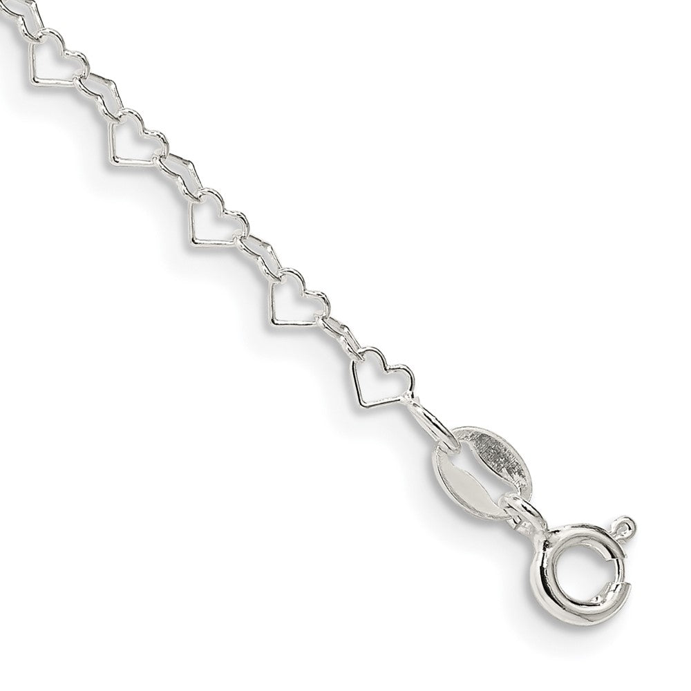 Sterling Silver 3.5mm Fancy Heart Link Chain, 7 x 3.5 mm