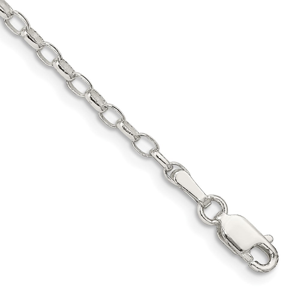 Sterling Silver 2.5mm Oval Fancy Rolo Chain, 7 x 2.5 mm