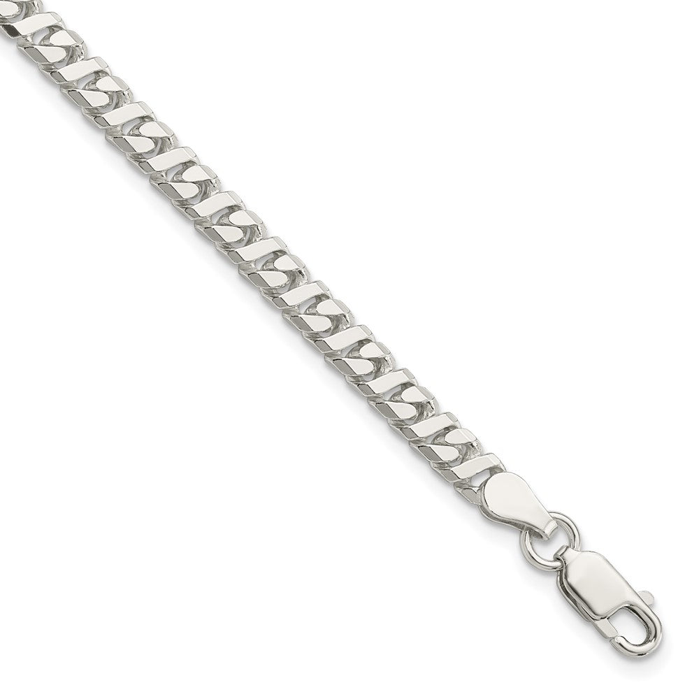Sterling Silver 4.25mm Fancy Flat Link Bracelet, 8 x 4.25 mm