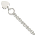 Sterling Silver Engraveable Heart Disc on Fancy Link Toggle 7.75in Bracelet, 7.75 x 17 mm