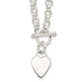 Sterling Silver Engraveable Heart Disc on Fancy Link Toggle Necklace, 18 x 15.5 mm