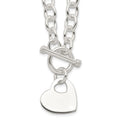 Sterling Silver Engraveable Heart Disc on Fancy Link Toggle Necklace, 18 x 22 mm