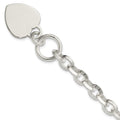 Sterling Silver Engraveable Heart Disc on Fancy Link Toggle Bracelet, 7.75 x 21 mm, 28.44 g
