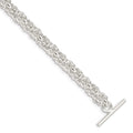 Sterling Silver 7.5inch Polished Fancy Link Toggle Bracelet, 7.5 x 5.75 mm