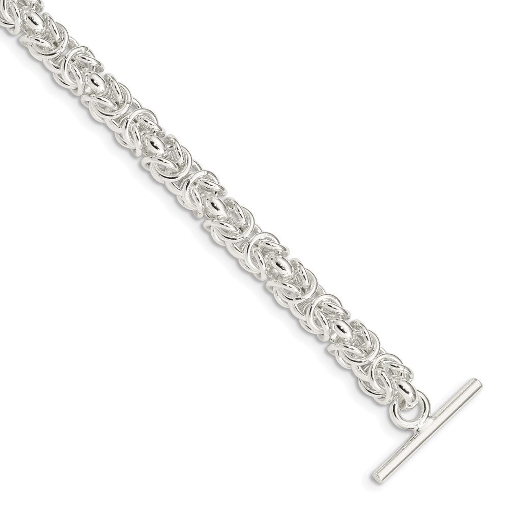 Sterling Silver 7.5inch Polished Fancy Link Toggle Bracelet, 7.5 x 5.75 mm