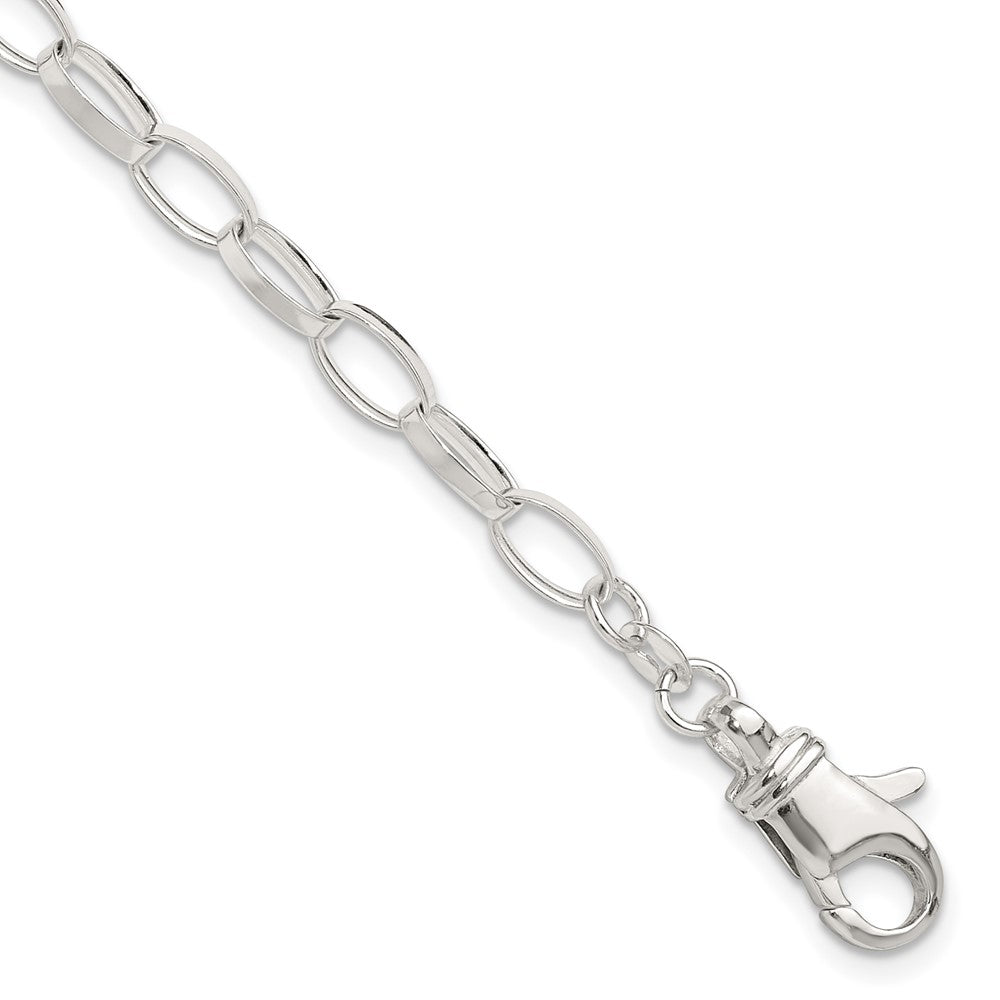 Sterling Silver 9inch Solid Polished Fancy Link Anklet, 9 x 5 mm