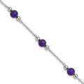 Sterling Silver Rhodium-plated 9inch Polished Lavender Jade Anklet, 9 x 6 mm
