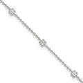 Sterling Silver Flowers 8-Station 9 inch Plus 1 inch Extender - Total 10 inch Anklet, 10 x 4 mm