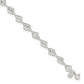Sterling Silver 10inch Fancy Polished Anklet, 10 x 7 mm