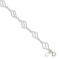 Sterling Silver 10inch Fancy Polished Anklet, 10 x 8 mm