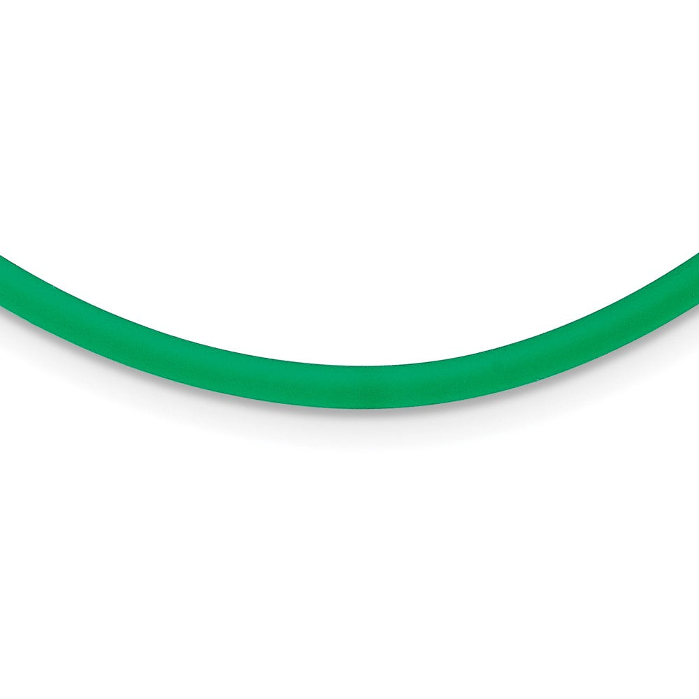 Sterling Silver 3mm Emerald Rubber Cord Necklace, 18 x 3 mm