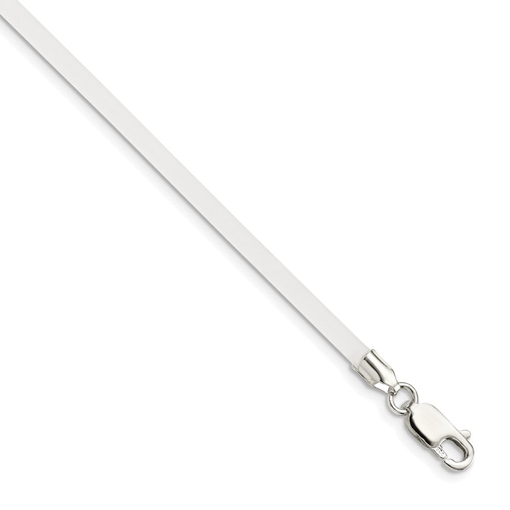 Sterling Silver 16inch 3mm Frosted Clear Rubber Cord Necklace, 16 x 3 mm