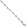 Sterling Silver Beaded 9 inch Plus 1 inch Extender - Total 10 inch Anklet, 10 x 3 mm