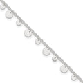 Sterling Silver Circle Disc 9 inch Plus 1 inch Extender - Total 10 inch Anklet, 10 x 2 mm
