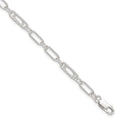 Sterling Silver Fancy Link Anklet, 10 x 6 mm