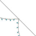 Sterling Silver Turquoise Beads Double Chain Anklet, 10 x 1 mm
