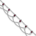 Sterling Silver Rhodolite Garnet Anklet, 10 x 1 mm