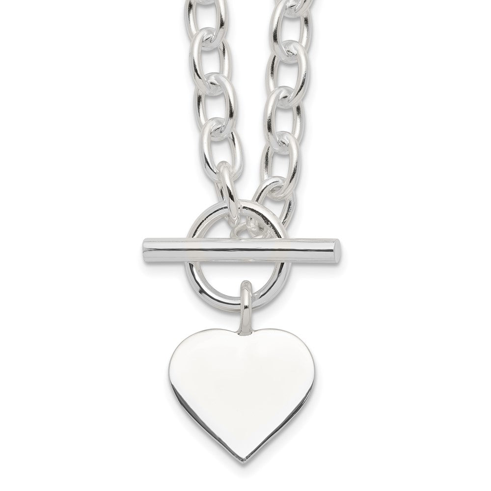 Sterling Silver Engraveable Heart Necklace, 18 x 18.5 mm