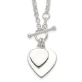 Sterling Silver Engraveable Double Heart Toggle Necklace, 18 x 29 mm