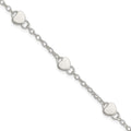 Sterling Silver Heart Childs 5 Inch Plus 1 Inch Ext. Bracelet, 6 x 2 mm