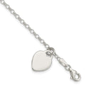 Sterling Silver Engraveable Heart 6 in Childs Bracelet, 6 x 12 mm
