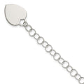 Sterling Silver Engraveable Heart Bracelet, 7.25 x 15.5 mm