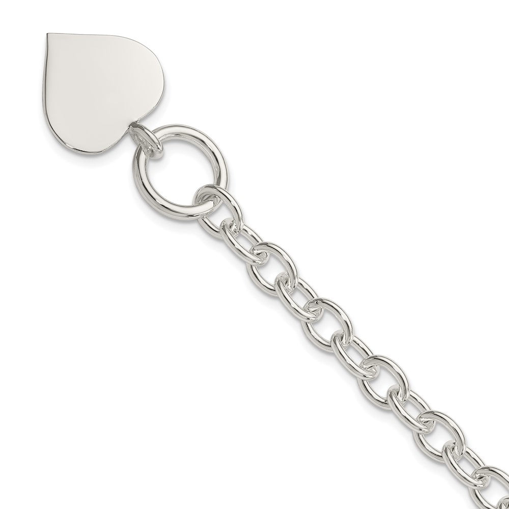 Sterling Silver Engraveable Heart Bracelet, 7.5 x 19 mm
