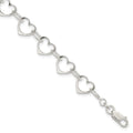 Sterling Silver Heart Link Bracelet, 7 x 10 mm