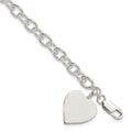 Sterling Silver Engraveable Heart Fancy Link Bracelet, 7.25 x 18 mm