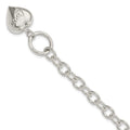 Sterling Silver LOVE Puffed Heart Charm Bracelet, 7.5 x 15 mm