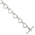 Sterling Silver Heart and Circle Link Bracelet, 7.5 x 10 mm
