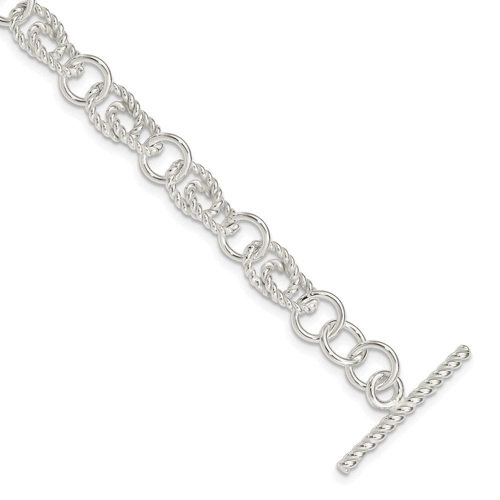 Sterling Silver Double Twist Link Bracelet, 7 x 7 mm