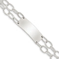 Sterling Silver Double Strand Oval Link ID Bracelet, 7.25 x 13 mm