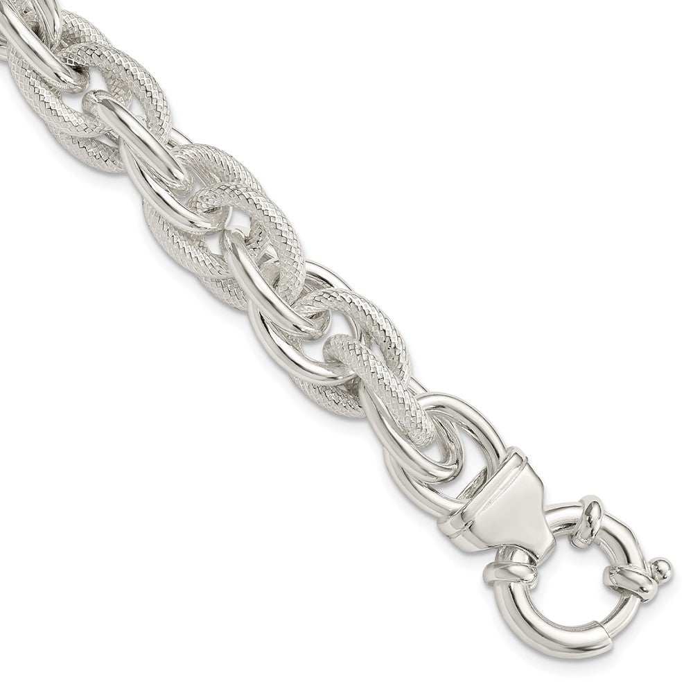 Sterling Silver Fancy Link Bracelet, 7.75 x 11 mm