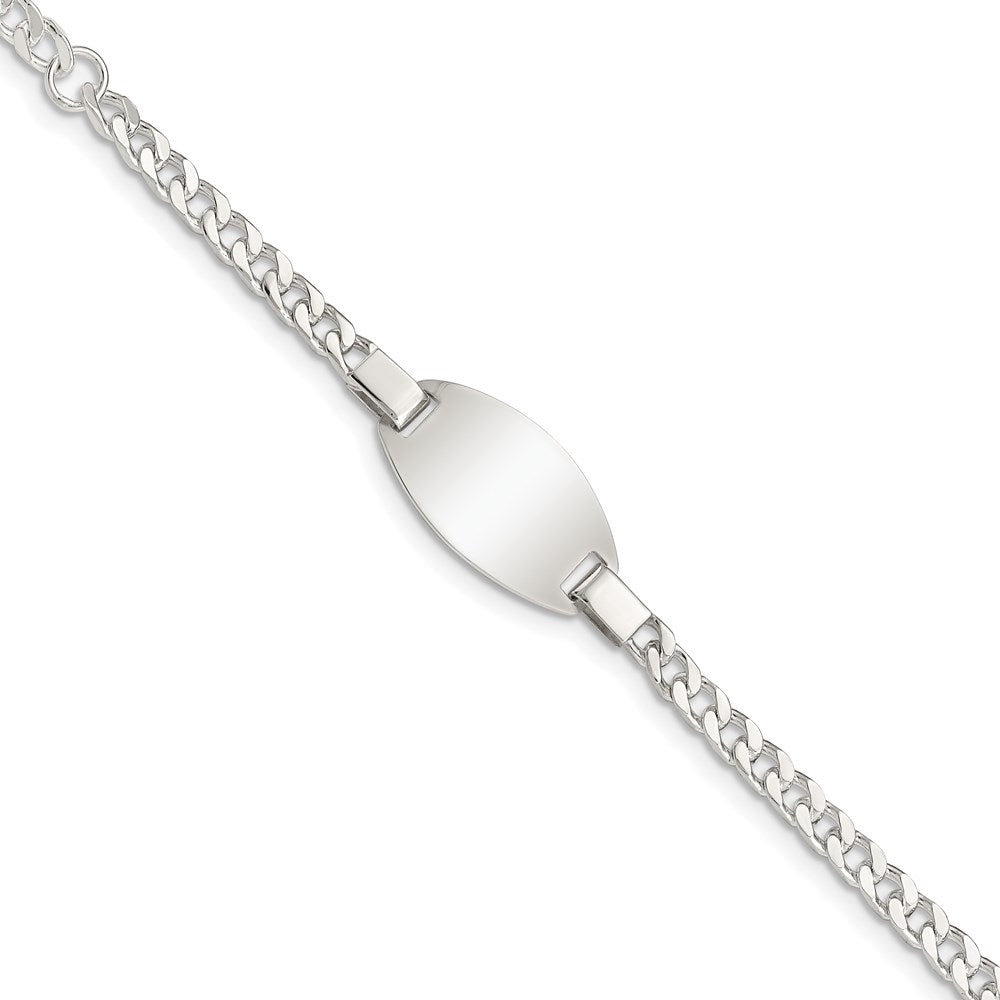 Sterling Silver Childrens 5in Plus 1in Ext ID Bracelet, 6 x 11 mm
