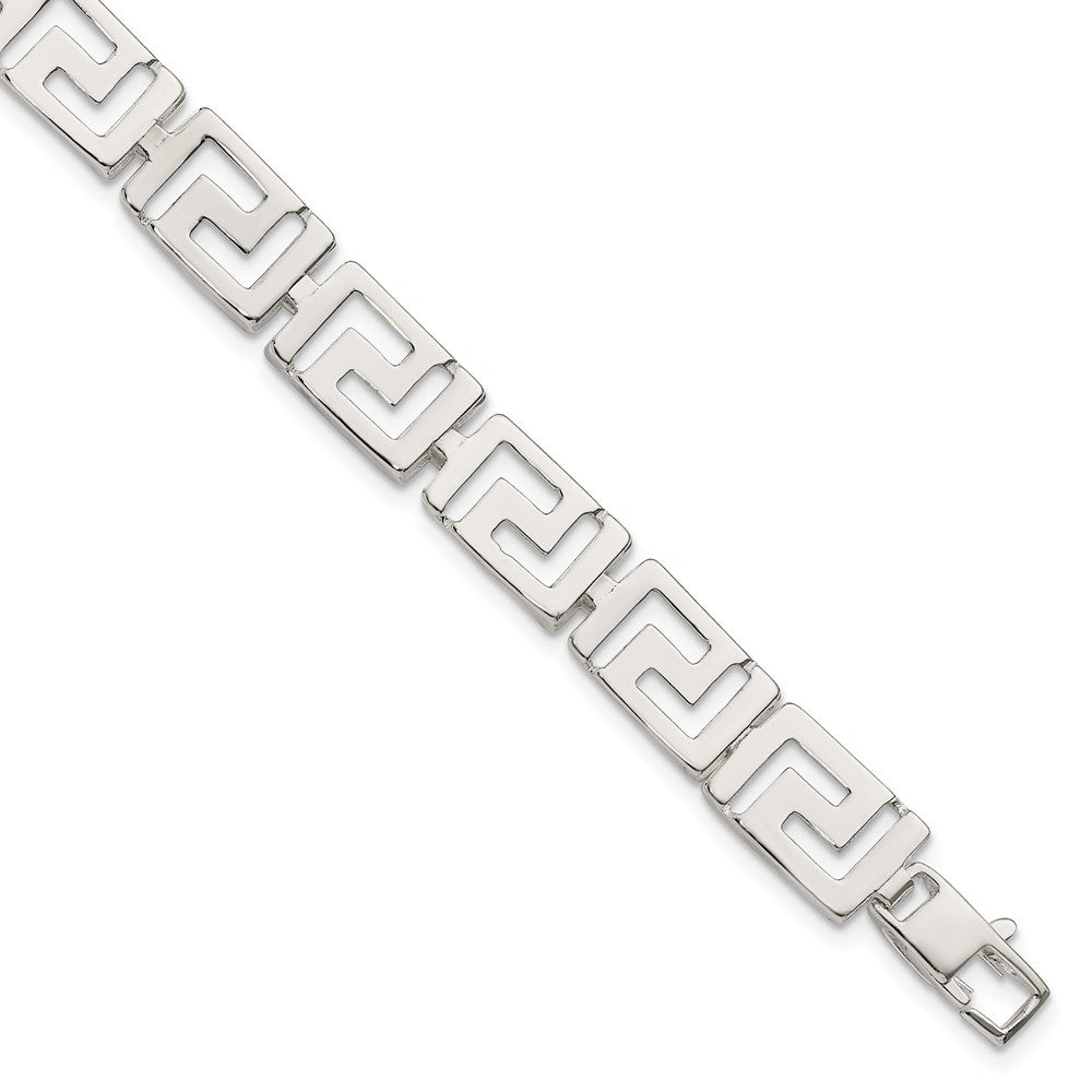 Sterling Silver Greek Key Bracelet, 7.5 x 10 mm