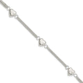 Sterling Silver Heart with Love Bracelet, 7 x 9 mm