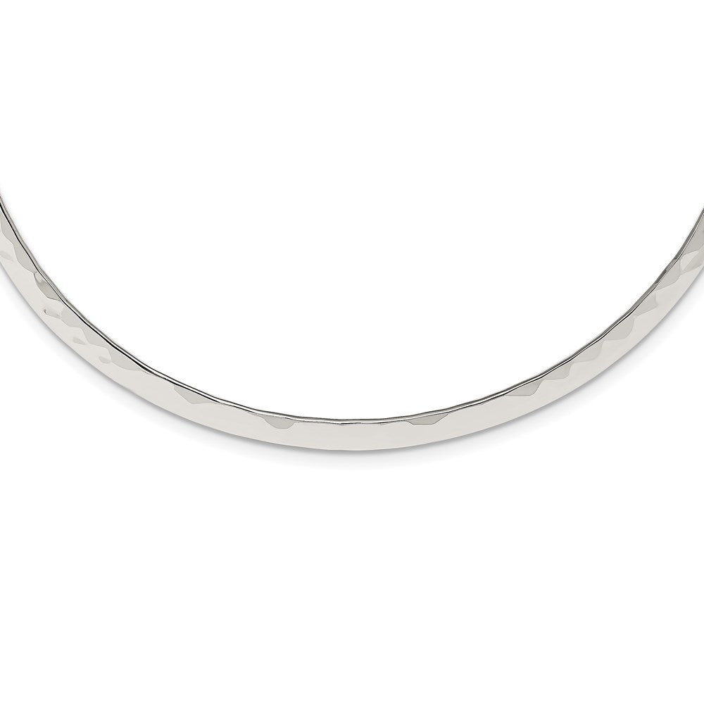 Sterling Silver Polished Hammered 6mm Neck Collar, 6 mm