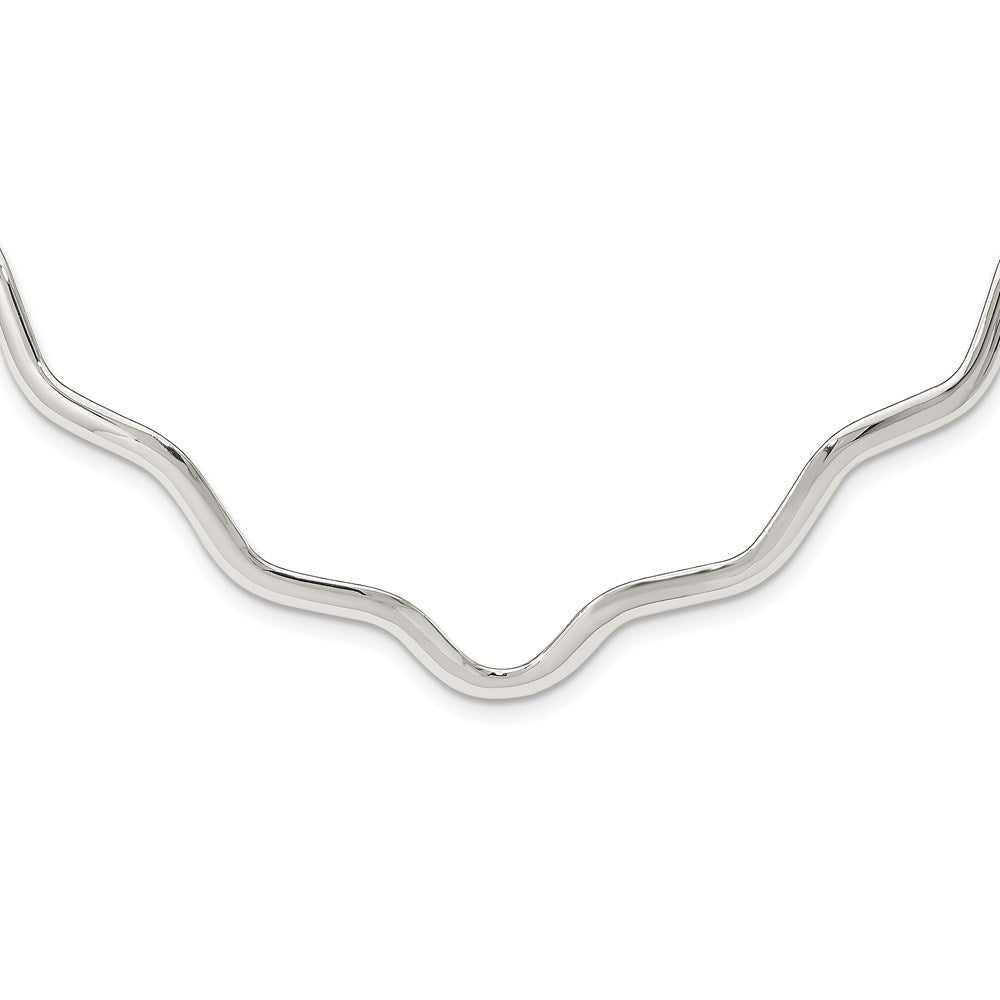 Sterling Silver Wavy V-Shape Neck Collar, 3 mm