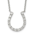 Sterling Silver Rhodium-plated CZ Horseshoe Necklace, 16 x 20 mm