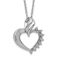 Sterling Silver Rhodium-plated Heart Diamond Necklace, 0.02 ct, 18 x 16 mm