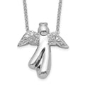 Sterling Silver Rhodium-plated Diamond Angel Necklace, 0.012 ct, 18 mm