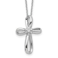 Sterling Silver Rhodium-plated Cross Diamond Necklace, 0.01 ct, 18 mm