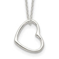 Sterling Silver Heart 14 IN w/2 In EXT Necklace, 16 x 14 mm