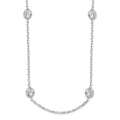 Sterling Silver 16 Inch w/2 in ext. 8-Station CZ Necklace, 18 x 4 mm