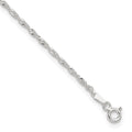 Sterling Silver 1.5mm Singapore Chain 9 inch Plus 1 inch Extender - Total 10 inch Anklet, 10 x 1.5 mm