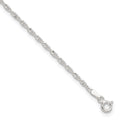 Sterling Silver 1.8mm Singapore Chain 9 inch Plus 1 inch Extender Chain - Total 10 inch Anklet, 10 x 2 mm