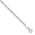 Sterling Silver 2mm Singapore Chain 9 inch Plus 1 inch Extender Chain - Total 10 inch Anklet, 10 x 2 mm