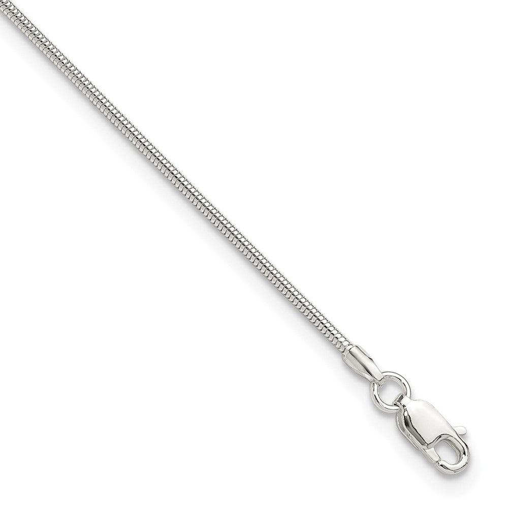 Sterling Silver 1.5mm Round Snake Chain 9 inch Plus 1 inch Extender - Total 10 inch Anklet, 10 x 1.5 mm, 2.25 g